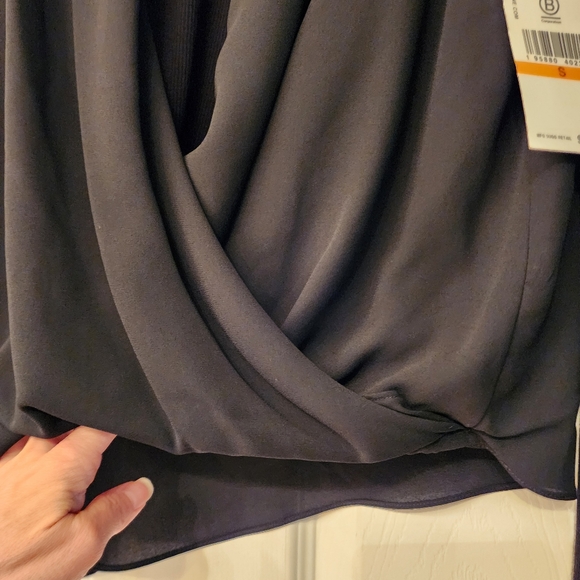 KAREN KANE Contrast Double Layer Wrap Top In Black Size Small - Picture 9 of 14